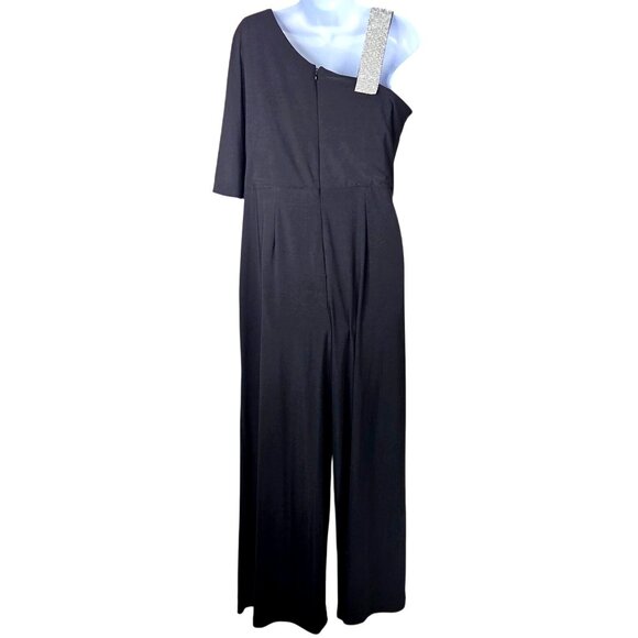 R&M Richards Asymmetrical Caplet Womens Jumpsuit with Rhinestone Strap Size 14 - Picture 2 of 8